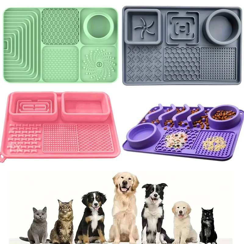 Almohadillas multifuncionales para lamer perros y gatos, tazón antiasfixia de Comida Lenta para cachorros, tazón con ventosa para comer y lamer, suministros para mascotas