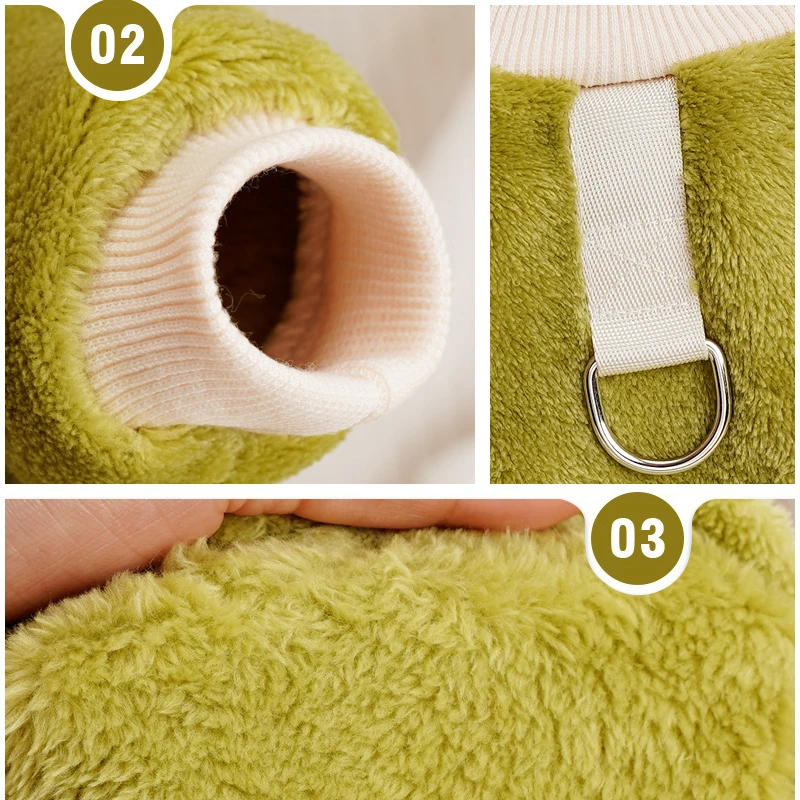 Pijamas de lana para perros, mono térmico para perros, trajes para mascotas, mono cálido de invierno para perros, ropa suave para cachorros para perros y gatos de tamaño pequeño