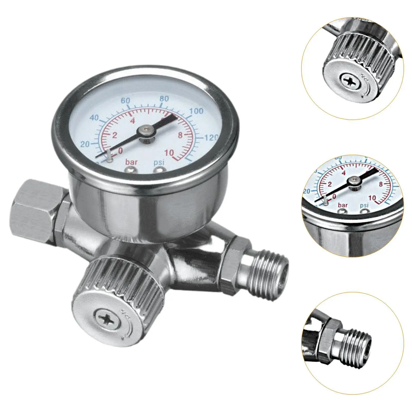 Air Adjusting Regulator Valve with Gauge for Hvlp 1-10 Bar Simple Assembly Replace Parts Adjustable 1/4” Nps Replacement