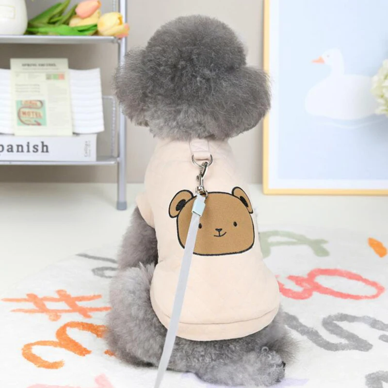 Ropa cálida para mascotas con patrón de oso para perros pequeños, chaleco para cachorros y gatos, traje para Bulldog Francés, chaqueta para Chihuahua, abrigo Yorkie - imagen 2
