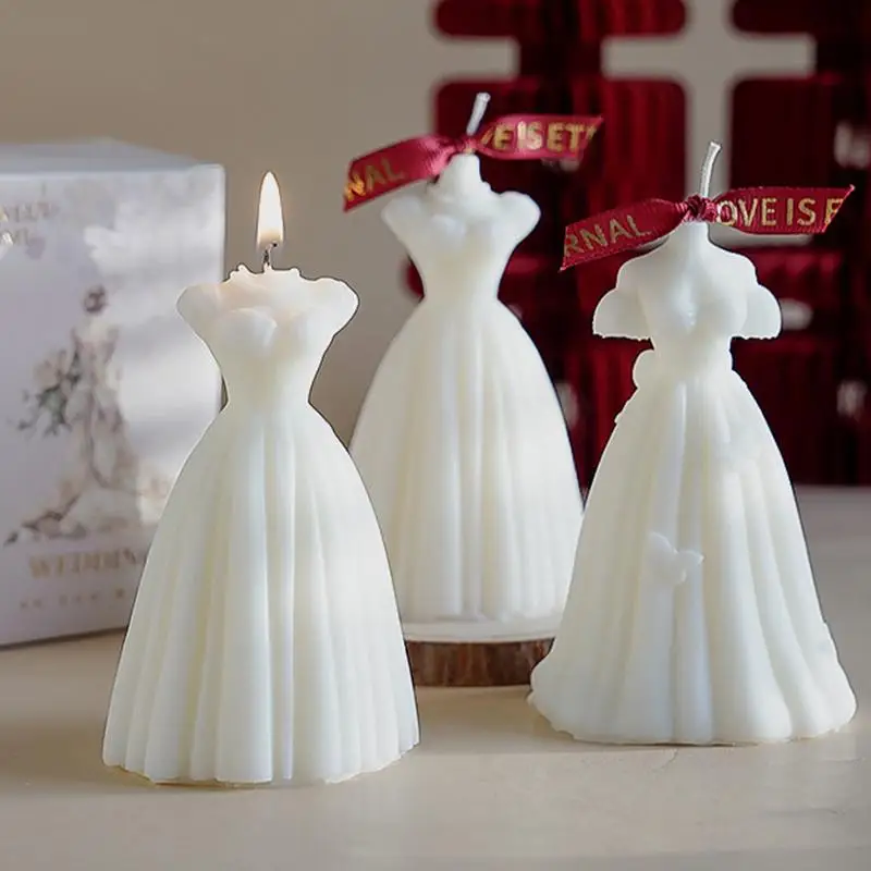 Velas de soja perfumadas para vestido de novia, velas de boda estéticas, velas hechas a mano para el hogar, favores de boda para invitados románticos - imagen 2
