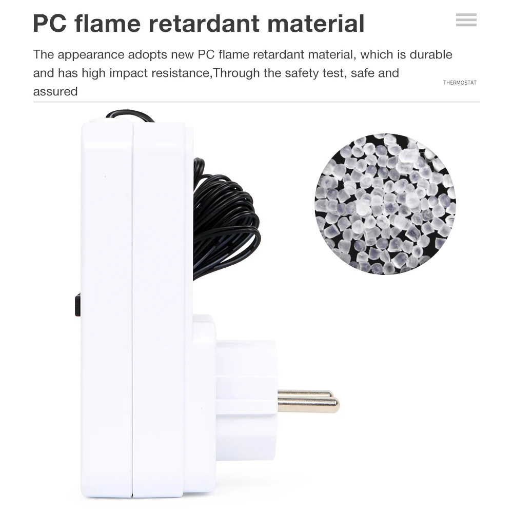 Controlador de temperatura Digital, enchufe de 16A, enchufe europeo, termostato, temporizador, sonda de detección, interruptor de calefacción y refrigeración, salida, alarma de temperatura - imagen 5