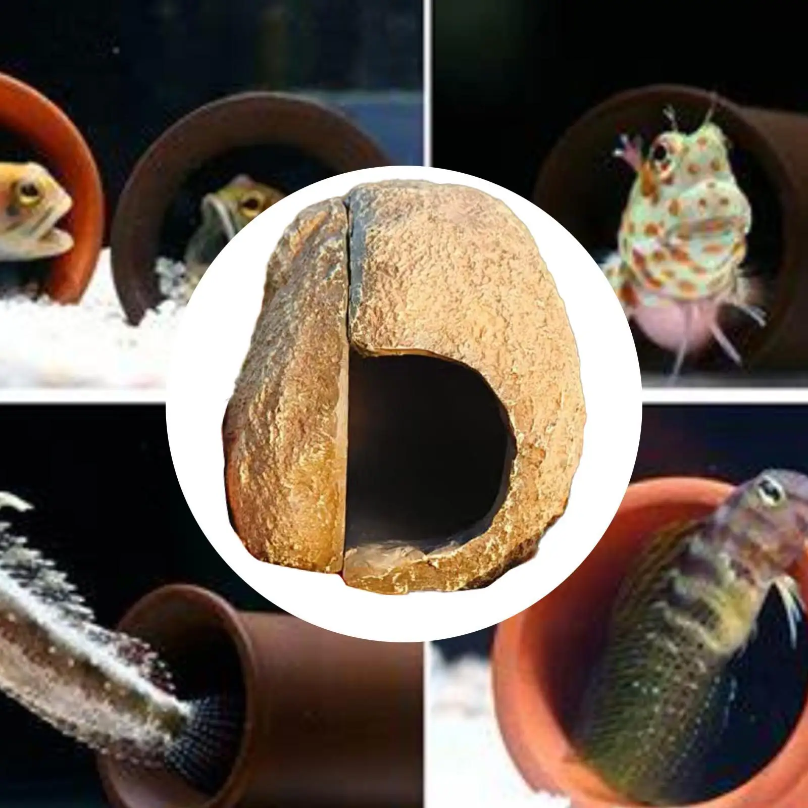 Aquarium Hideaway Cave House Aquarium Decor, Craft Reptile Habitat Decoration Fish Tank Ornament Hideaway Cave for Newts Pond