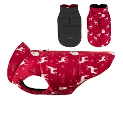 Abrigo Navideño acolchado para perros pequeños – Reversible con correa
