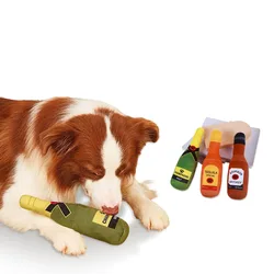 Juguete de peluche para perros con botella de vino de 26cm, juguete para masticar indestructible para perros, juguete de peluche suave para mascotas, juguete divertido y duradero para cachorros