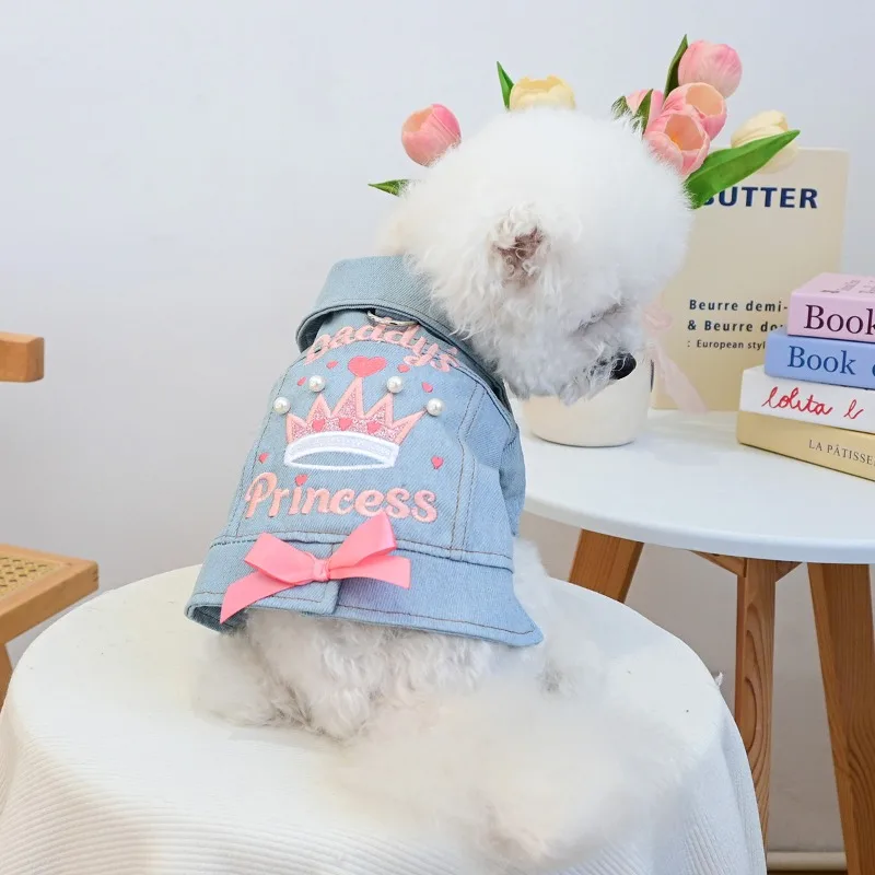 Winter Pet Princess Jacket Pet Clothes Dog Cat Anti-hair Loss Summer Blue Handsome Towable Pouty Vest Cat Clothing Pet Coat - imagen 2