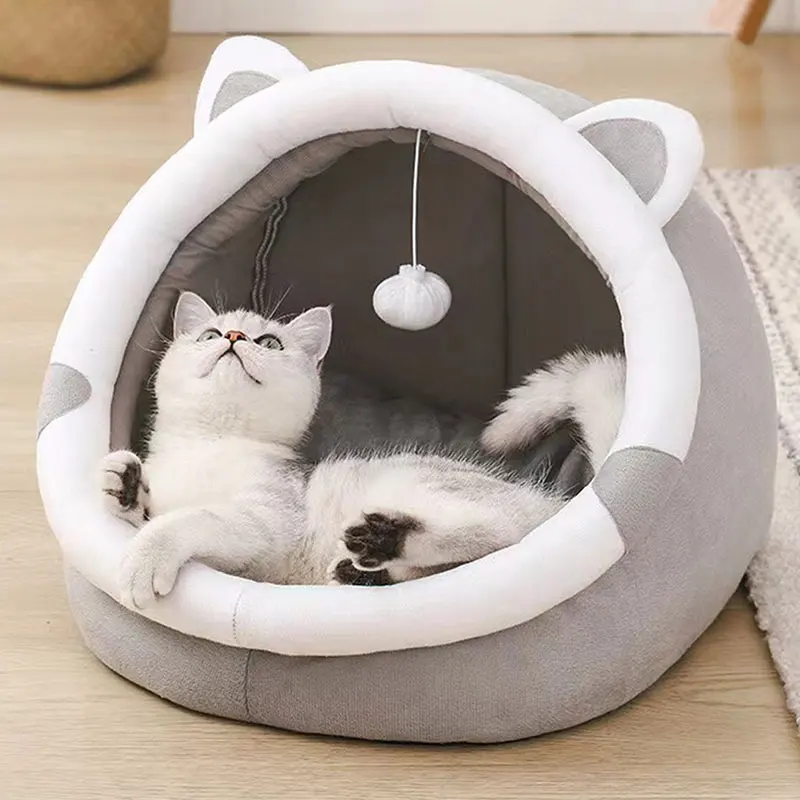 Linda cama para gatos para interiores, tienda para perros pequeños y grandes, casa suave para gatitos, cojín acogedor para cachorros - imagen 2