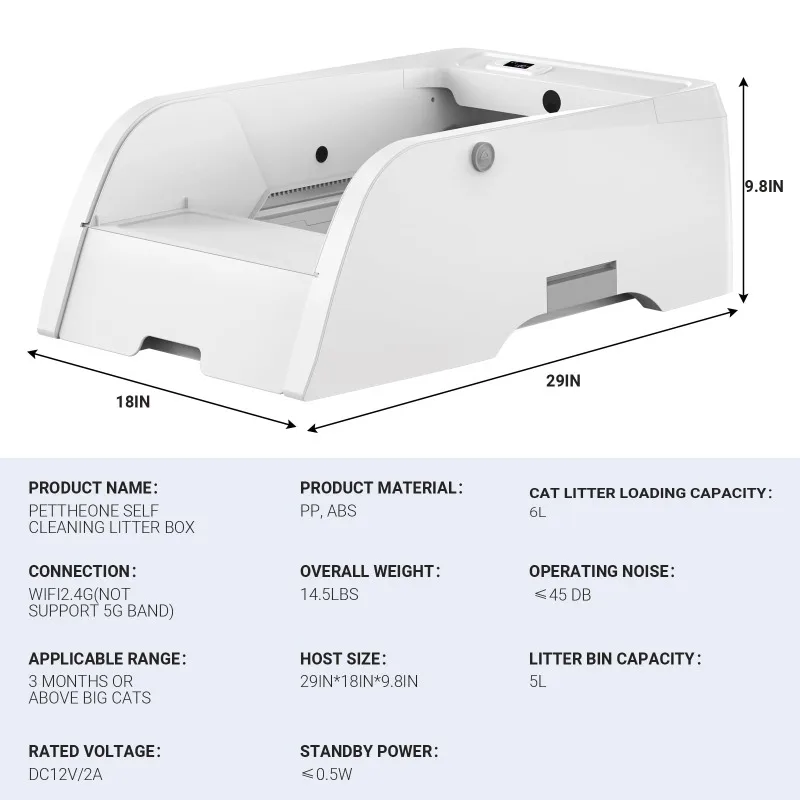 Caja de arena automática para gatos 3,0, autolimpieza, caja de arena automática mejorada para gatos, autolimpieza que puede usar la arena para gatos aglomotor - imagen 2