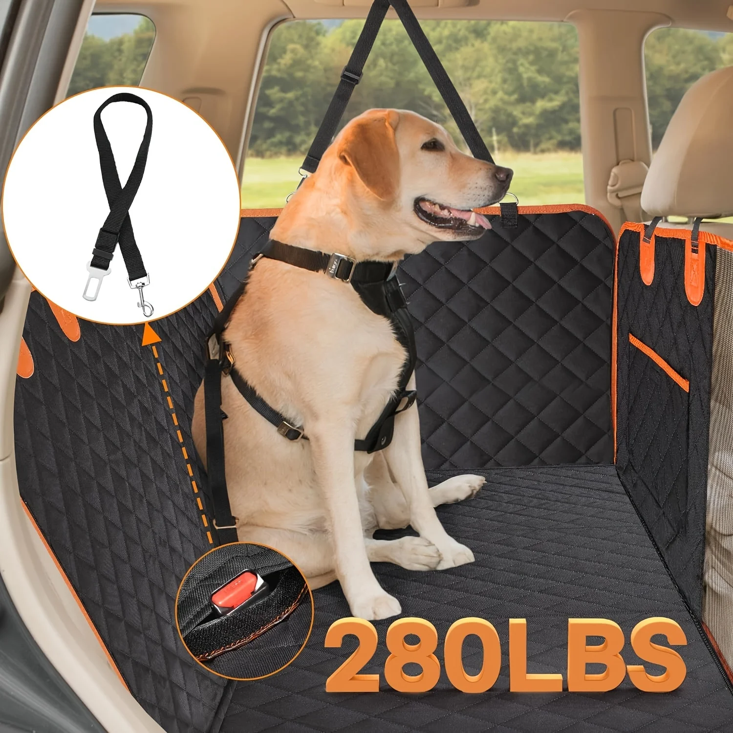 Extensor de asiento trasero para perro, funda para asiento trasero con ventana de malla y hamaca de fondo duro para coche - imagen 2