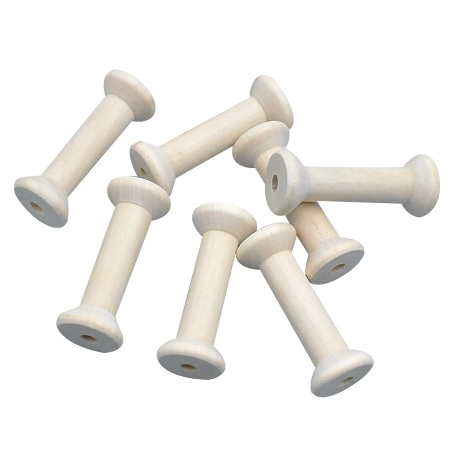 10x Unfinished Wooden Spools Weaving Bobbins Thread Spool Organizer Sewing Thread Storage for Ribbon Knitting Sewing Yarn