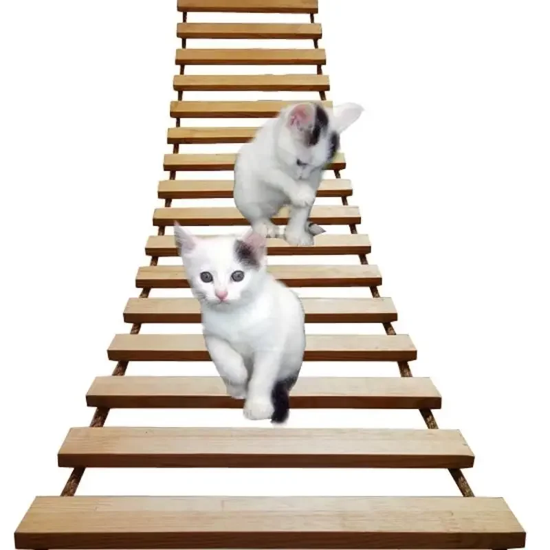 Escalera de puente de madera para gatos, cuerda de Sisal montada en la pared, árboles para gatos, escalones de pared, rascador para gatitos, juguetes escaladores, muebles de actividades para gatitos DIY ​ - imagen 3