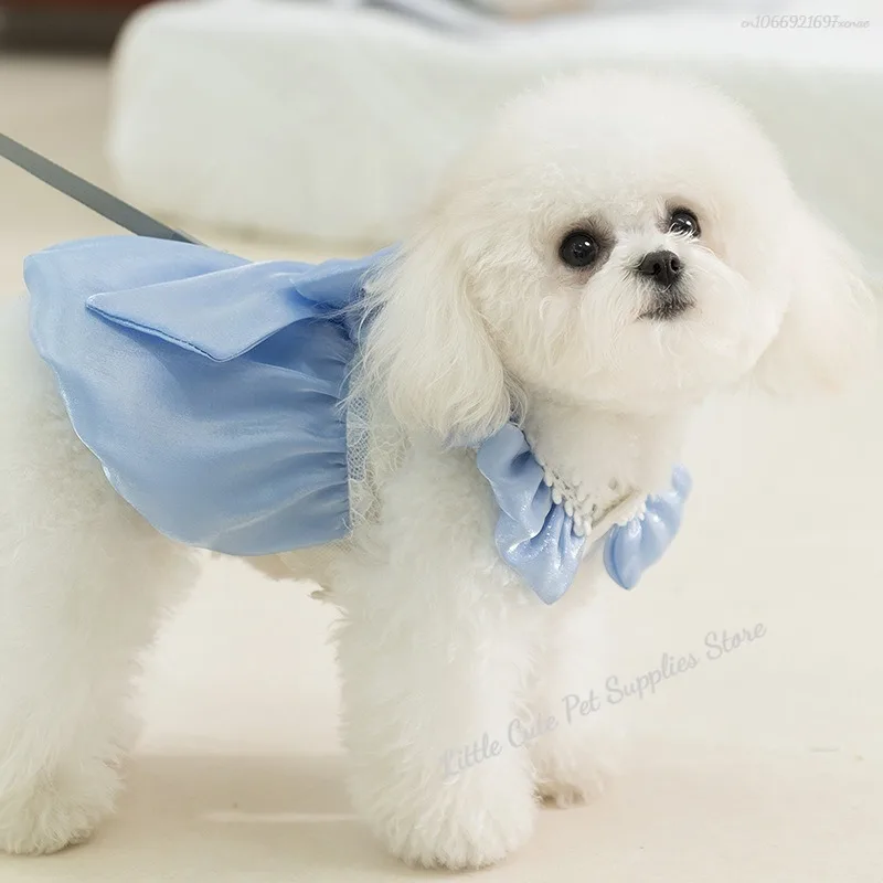 Vestidos para perros Vestido de encaje con lazo Ropa para mascotas para gatos y perros pequeños Boda Princesa Ropa para perros Vestidos de verano para cachorros para perros - imagen 2