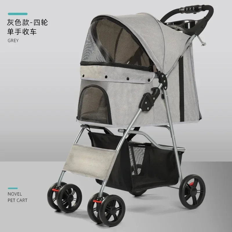 Lightweight Folding Pet Cart Easy To Install Dog Walking Dog Cart Outdoor Small Dog Cat Trolley Pet Stollers - imagen 5
