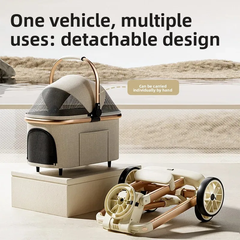 Coche ligera para gatos y perros pequeños – Plegable y desmontable