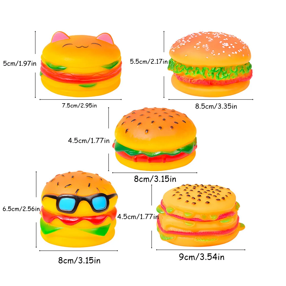 Juguete para perros con hamburguesa chirriante: juguete para masticar para limpieza de dientes y cuidado molar, juguete interactivo para mascotas, - imagen 5