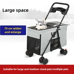 Carrito de transporte para perros medianos y grandes – Coche pliable multiuso para viajes