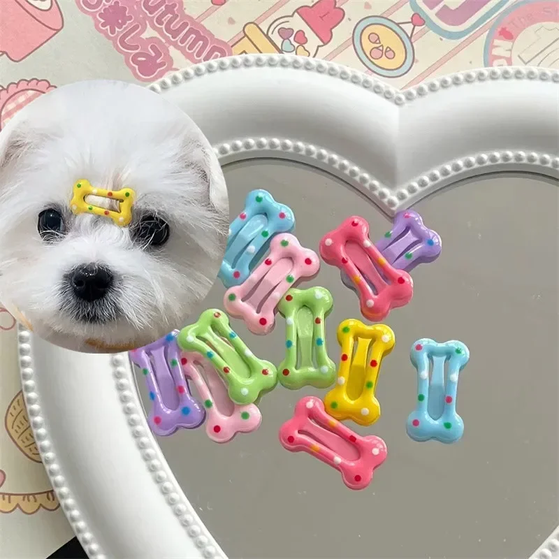 6/12 Uds Mini horquillas para perros pequeños colores caramelo pequeño cachorro gato lindo lazos para el cabello Clips accesorios para el cabello para mascotas cuidado del cabello para perros