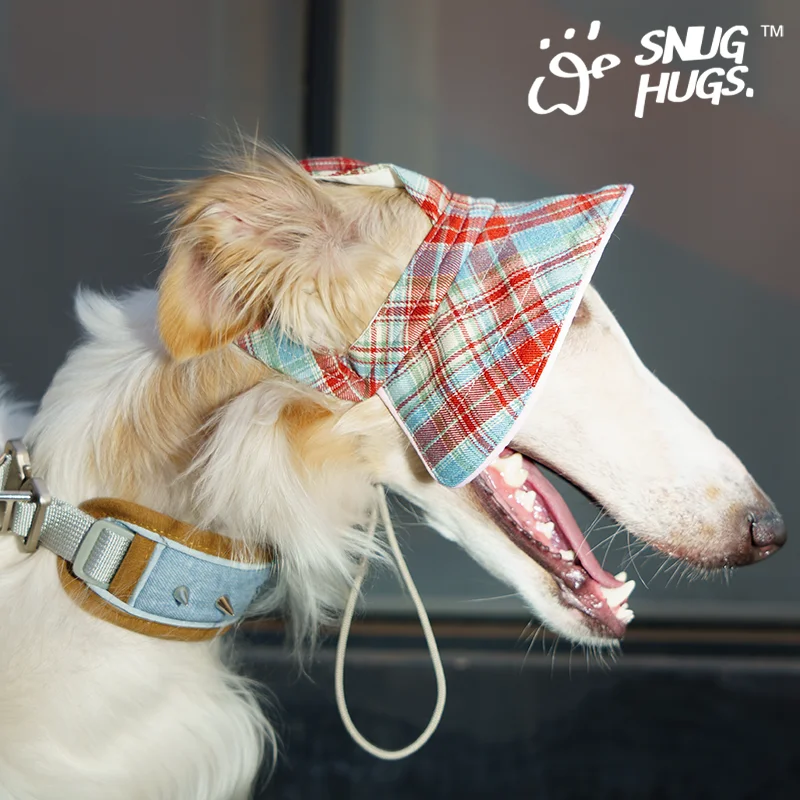 Sombrero de perro de moda verano galgo Whipbit sombrero de protección solar UPF50 + sombrero de enfriamiento ajustable a cuadros y cuello a cuadros - imagen 4