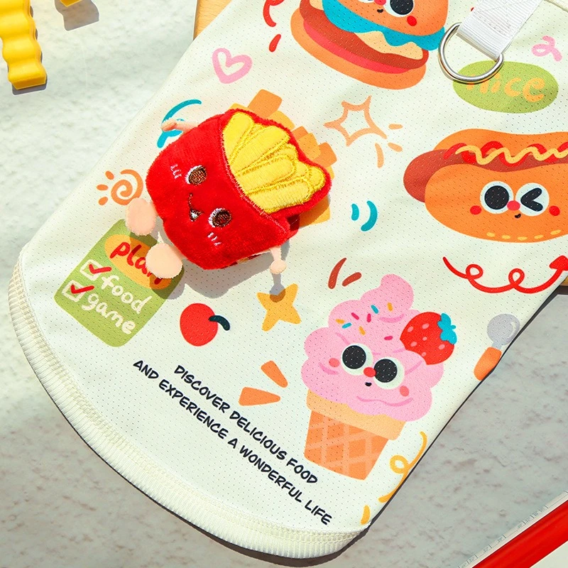Camiseta de verano con protección UV para perros de compañía, chaleco de malla Unisex con hamburguesa de dibujos animados para gatos, monos, ropa de Bulldog Francés de alta elasticidad - imagen 5