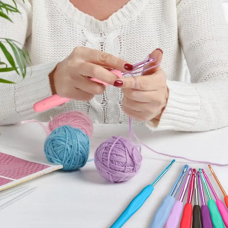 Juego de ganchos de ganchillo de aluminio, 12 tamaños, mango cómodo, bien conectado, fácil de usar, suministros para tejer - imagen 4