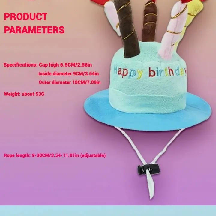 Sombrero de cumpleaños para mascotas, juguete, gorro de lana cómodo ajustable para perros y gatos, diseño colorido con estampado de pastel, fiesta bonita - imagen 5