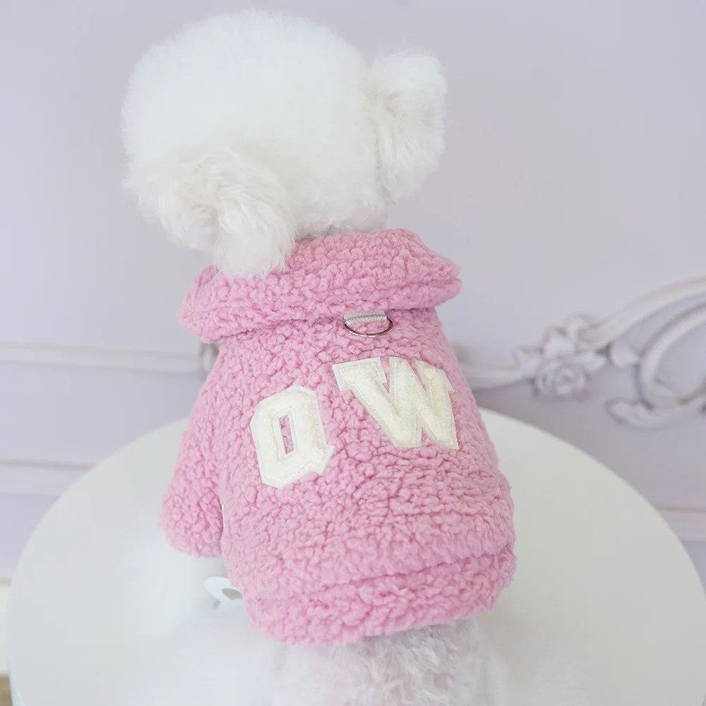 Abrigo de lana de cordero para otoño/invierno para mascotas, abrigo con cuello cálido, ropa para perros pequeños, ropa para cachorros, suéter, pijamas de invierno - imagen 2