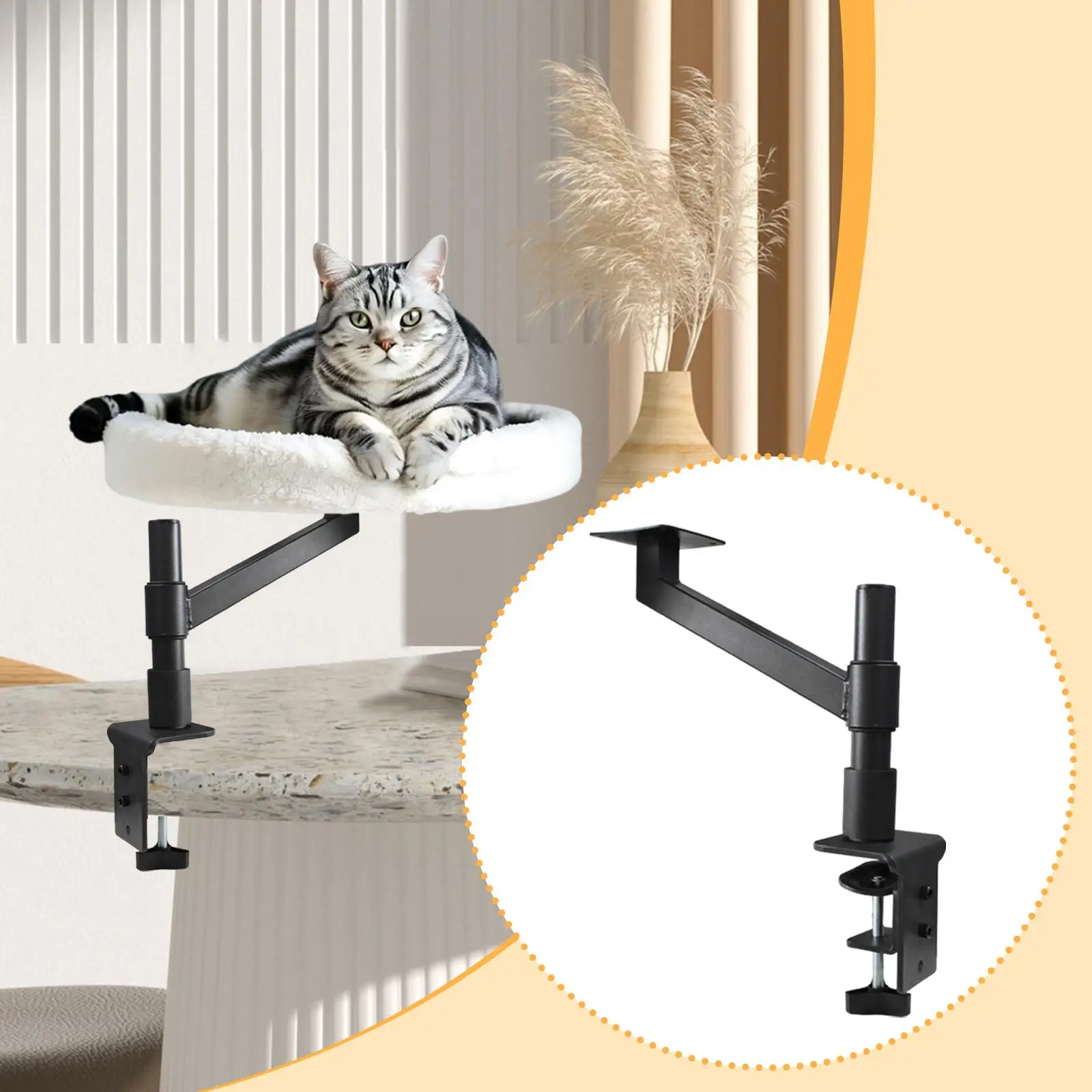 360° Rotation Table Clamp Pet Desk Professional Practical Steel Desktop Attachment Cat Nest Support