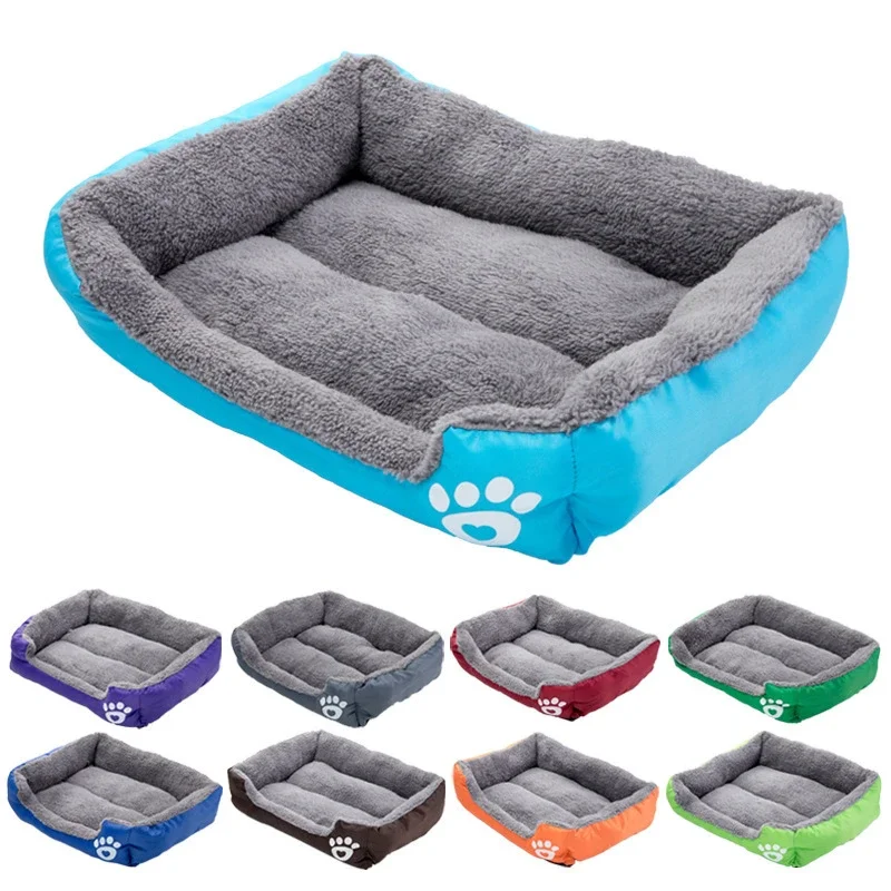 Cama cálida y acogedora para mascotas, cestas de nido de lana suave, esterilla impermeable para el verano y el invierno, S-3XL - imagen 2