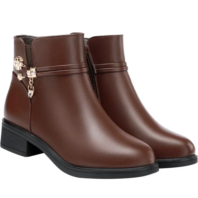 Zapatos de tacón Bajo de algodón para mujer, botines informales de suela suave y Cachemira, novedad de otoño e invierno - imagen 4