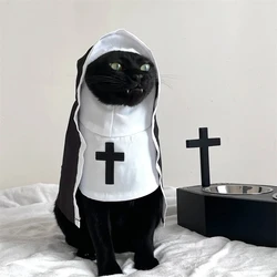 Disfraz de Halloween para perros y gatos - capa monja con crucifijo