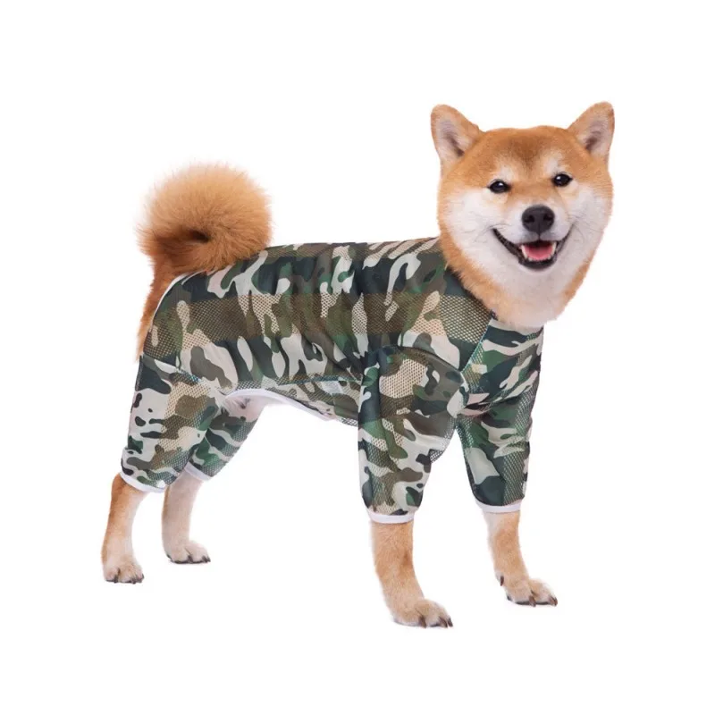 Traje ligero de recuperación quirúrgica para perros medianos y grandes, camisetas de camuflaje de secado rápido para perros, mono PJS