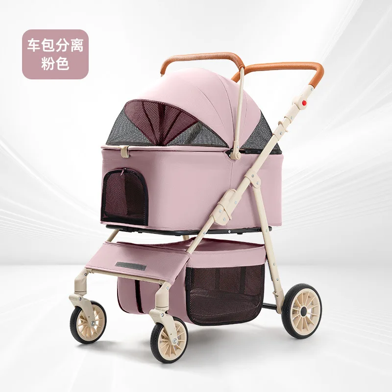 Carrito plegable para perros y gatos con cesta desmontable