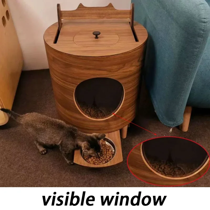 Comederos automáticos de madera curvada de 3KG, alimentación de perros, dispensador de coquetas para gatos de alta capacidad con tazón, comederos, accesorios para alimentos para mascotas - imagen 3