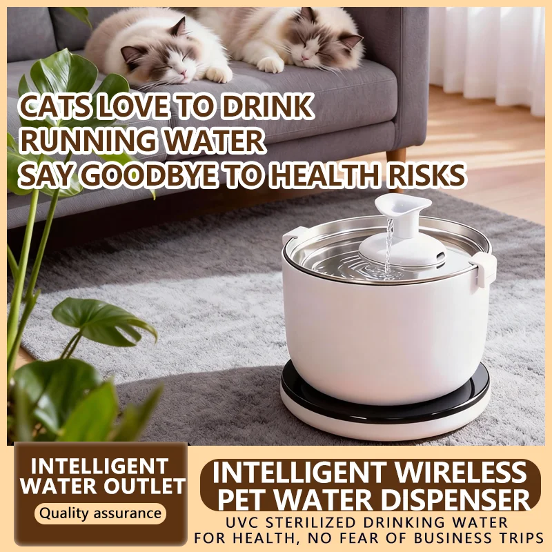 Bebedero inalámbrico para gatos y perros con sensor, bomba silenciosa - imagen 4