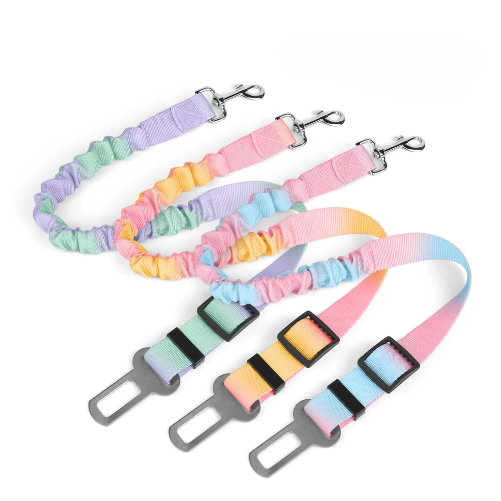 Adjustable Dog Car Seat Belt Harness Leash Nylon Reflective Cushioning Elasticity Car Travel Dog Accessories for Small Dogs