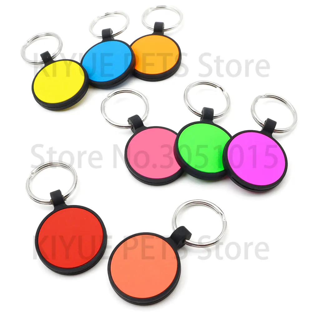20 piezas etiqueta de identificación de mascota, etiquetas redondas de hueso de perro de silicona, Collar de nombre personalizado, etiquetas grabadas, accesorios, nombre, número de teléfono, etiquetas para mascotas - imagen 2