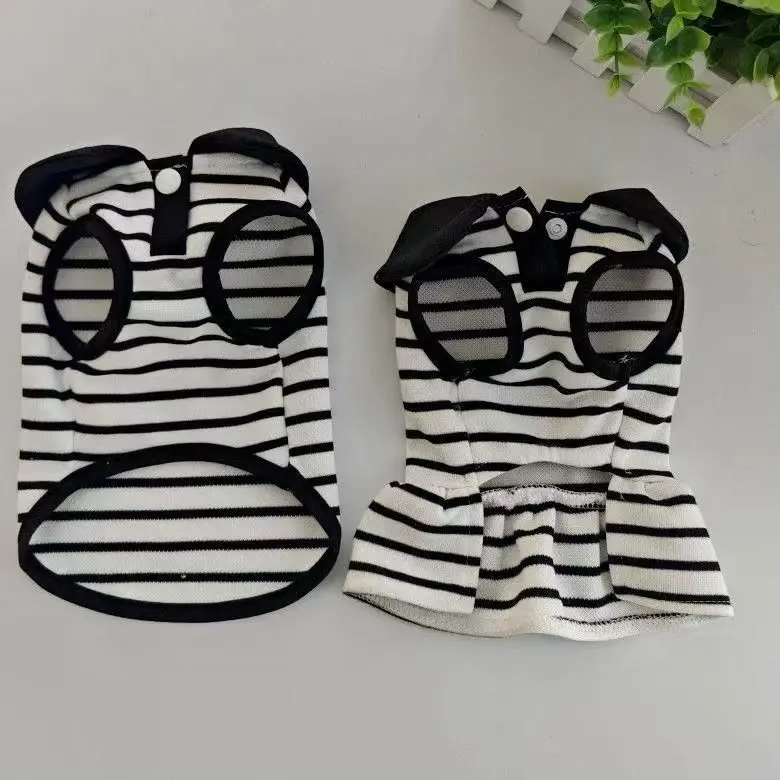 Ropa para mascotas de primavera y verano, camisetas clásicas a rayas para perros, bonito vestido para gatitos, ropa para parejas de mascotas para perros pequeños - imagen 3