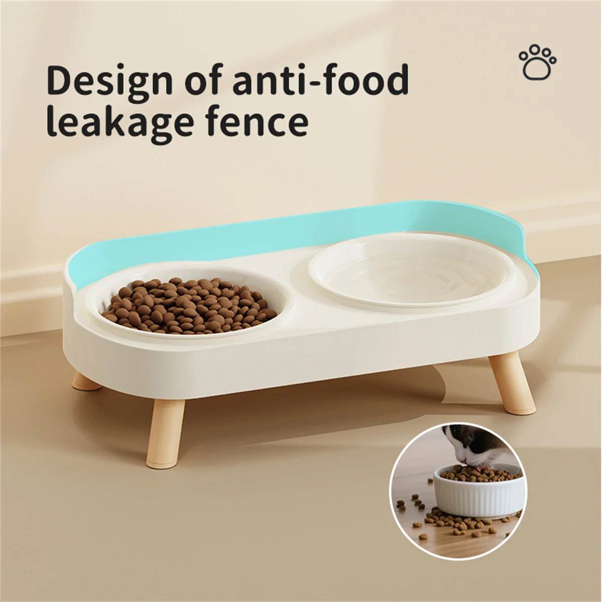 Comedero doble de acero inoxidable con bebedero para perros y gatos - imagen 2