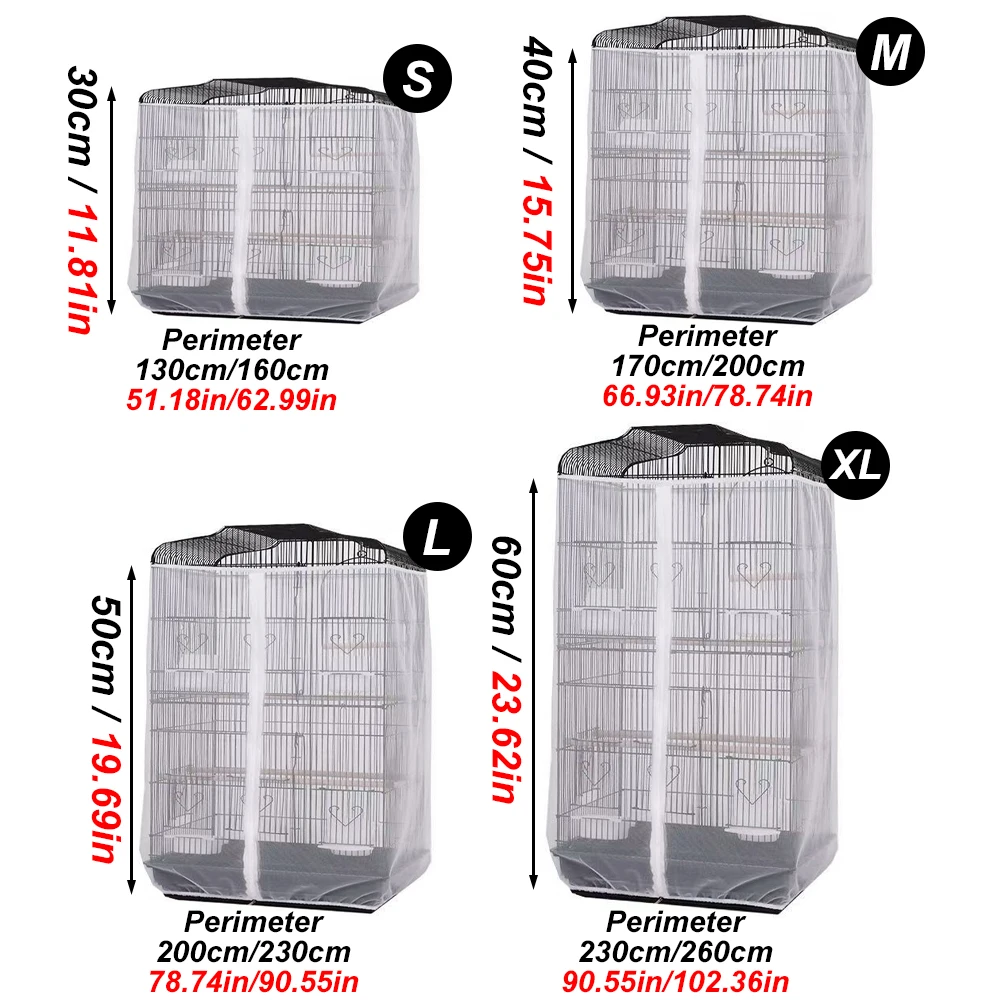 Jaula para loros con cremallera, cubierta de malla, diseño transpirable contra el polvo para todos los formas de jaula, cubierta reutilizable para jaula de pájaros y loros para decoración del hogar, 1 ud. - imagen 5
