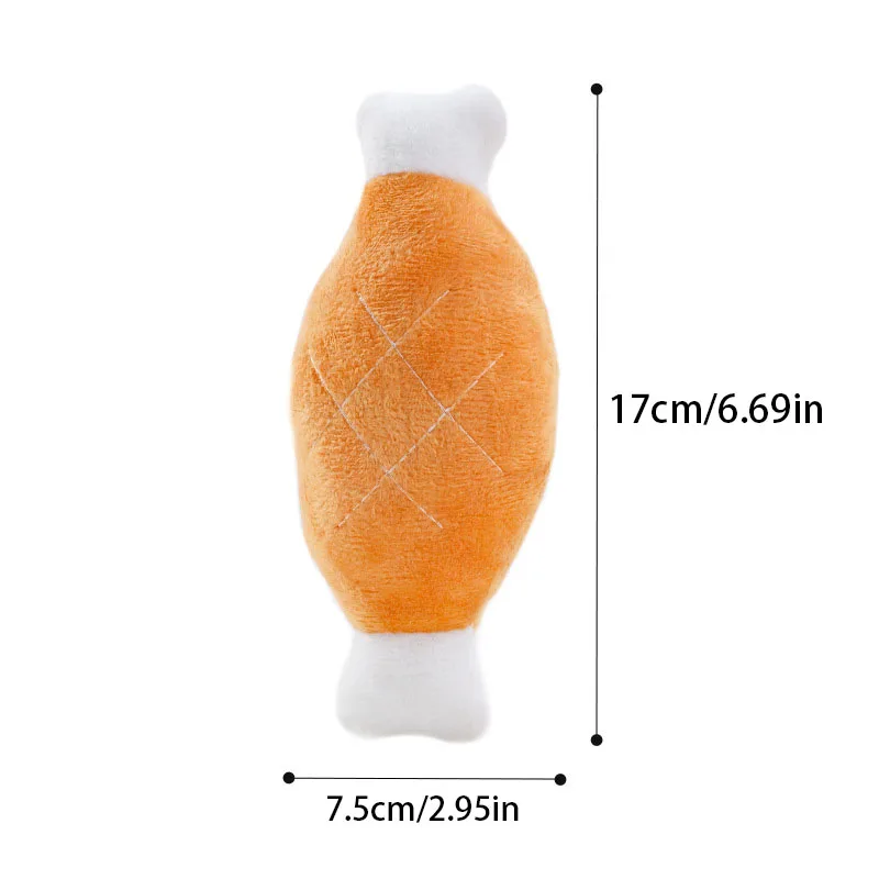 Juguetes de peluche para mascotas, hueso de pierna de pollo realista chirriante, juguete interactivo para masticar para perros, gatos, limpieza de dientes, suministros para mascotas - imagen 5