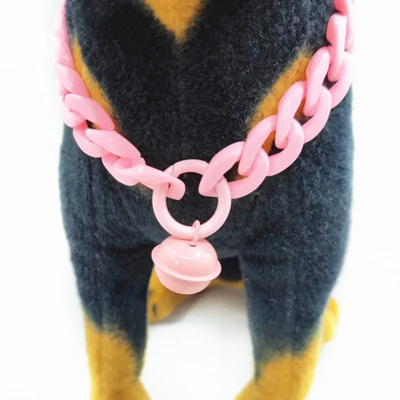 Cadena de eslabones cubanos acrílicos, Collar de perro y gato, Collar de estilo Punk de Color caramelo, joyería de disfraz de gato, accesorios de cuello de Hip Hop - imagen 3