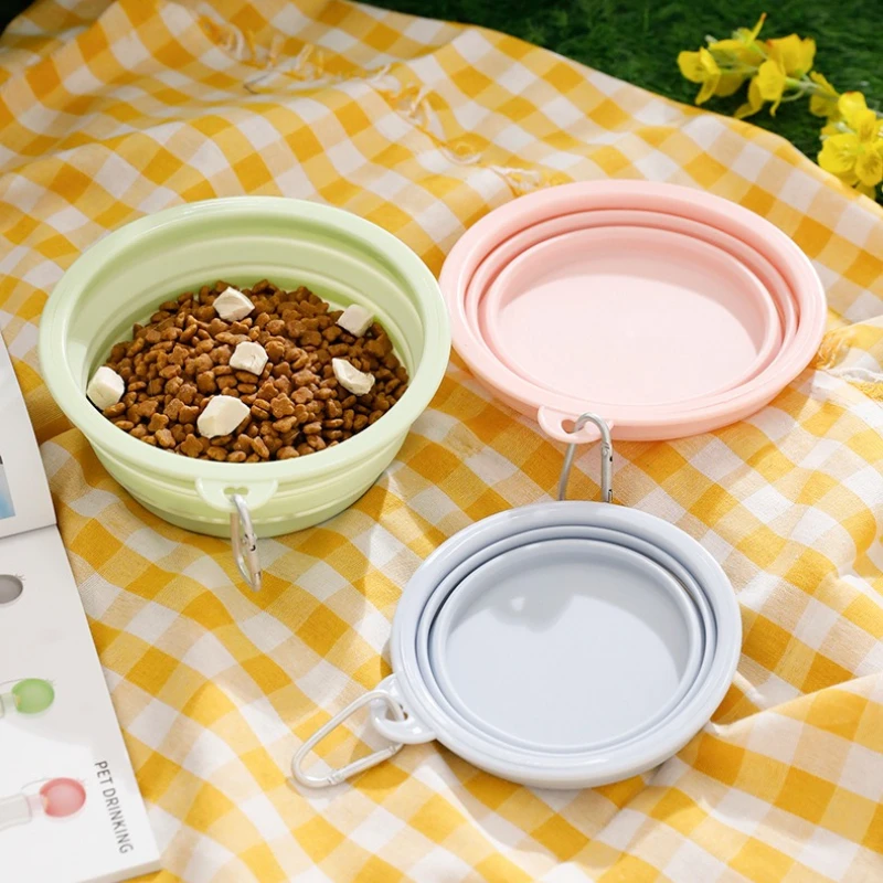 Cuenco plegable de silicona para mascotas, plato de agua portátil para comida de gato y perro de viaje con mosquetón, cuenco plegable para acampar al aire libre y senderismo - imagen 5