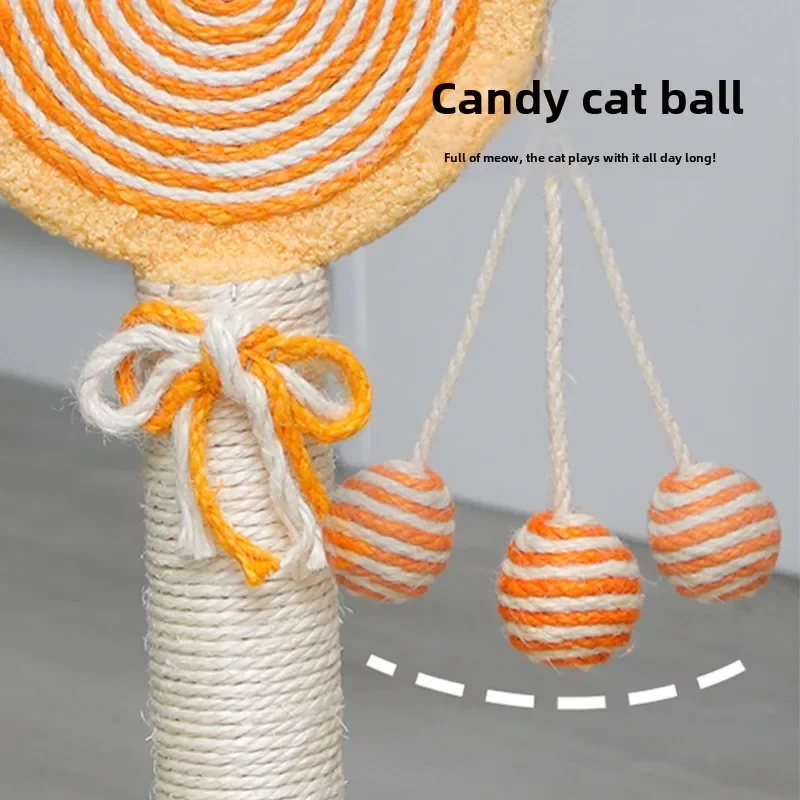El tablero rascador para gatos de Sisal es resistente al desgaste y resistente a rascar sin migas. Lollipop Cat Columna rascadora Juguete para mascotas
