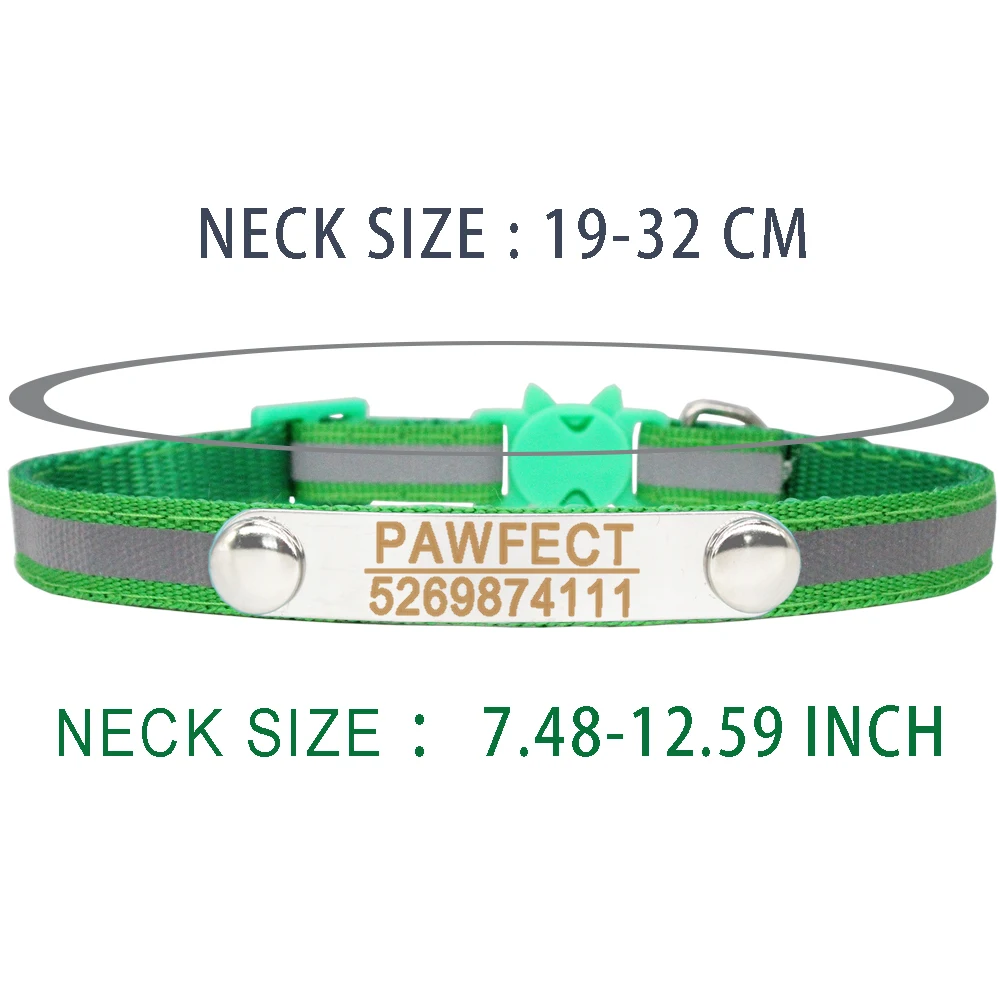Collar reflectante para gato, ID grabado personalizado con campana, Collar desmontable para cachorros y mascotas, accesorios, Collar con placa con nombre - imagen 4