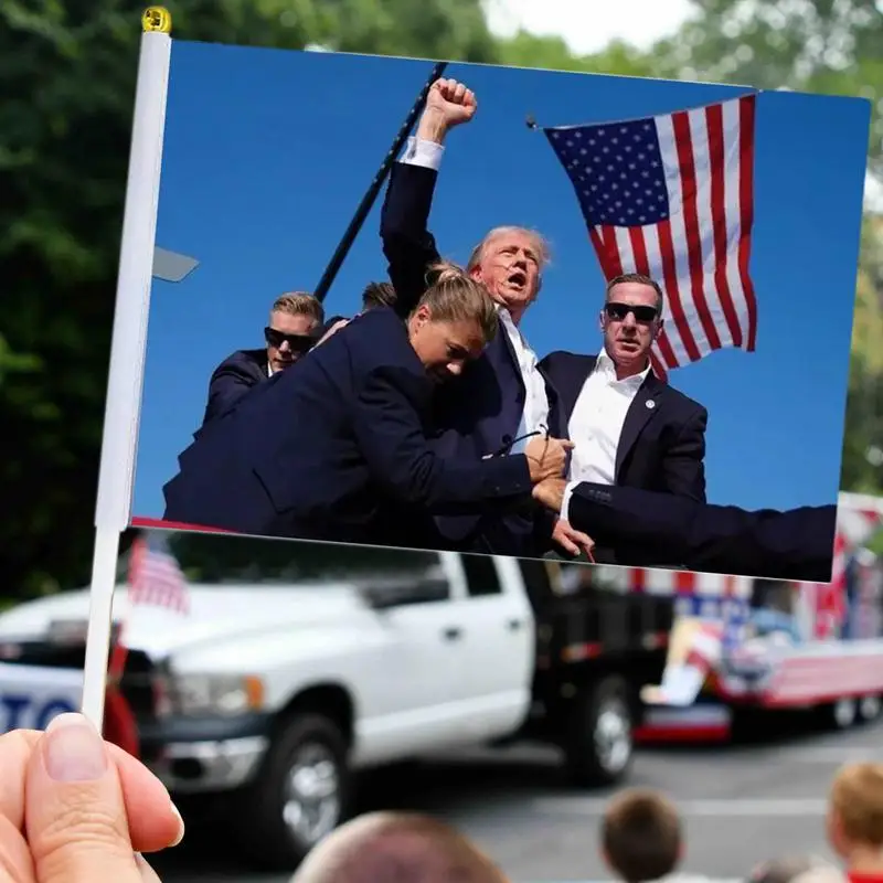 Bandera de asesinato, 12 Uds., bandera de mano 2024, banderas resistentes a la decoloración, pancarta, banderas sobrevividas para fiesta de soporte interior y exterior - imagen 3
