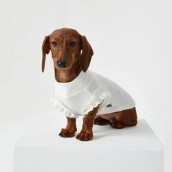 Chaleco de algodón blanco para perros salchicha - ropa de verano