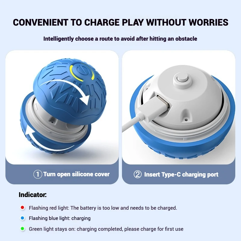 Pelota interactiva para saltar para mascotas con luces coloridas, evita obstáculos y juguete eléctrico inteligente recargable para perros, suministros para mascotas - imagen 3