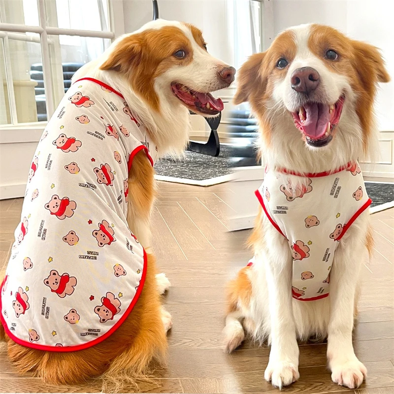 Ropa de verano para cachorros medianos y grandes de alta elasticidad, chaleco fresco de malla con protección UV para gatos, monos con estampado de dibujos animados para perros Husky York - imagen 3