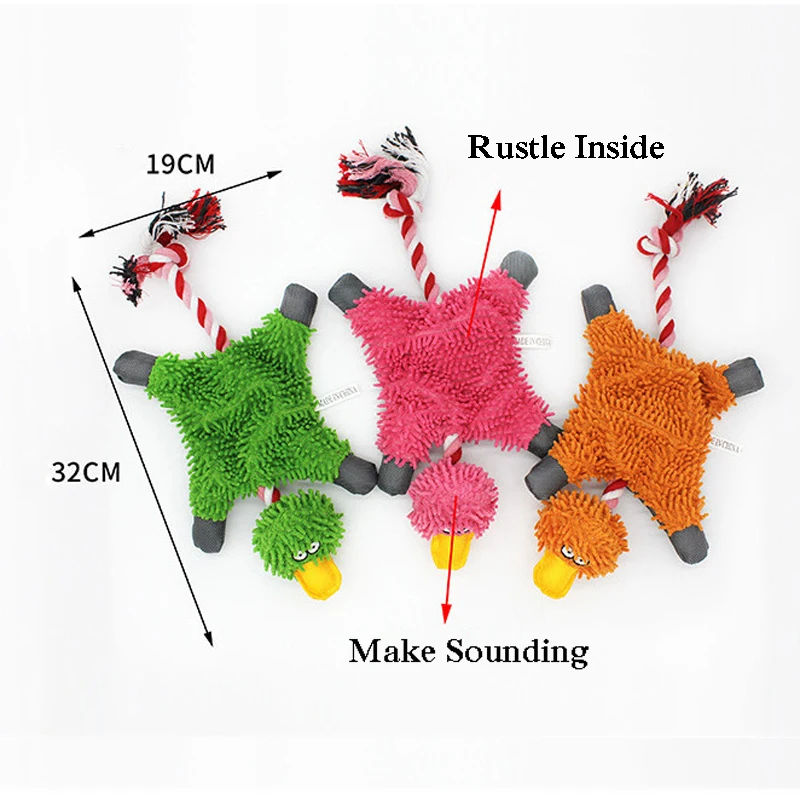 ตลกสร้างสรรค์เป็ดตุ๊กตาสุนัขของเล่นเชือกทนทานการฝึกอบรม Squeak Chew สุนัขขนาดกลางขนาดเล็กของเล่นสัตว์เลี้ยงเสียงอุปกรณ์เสริมของขวัญ - imagen 2