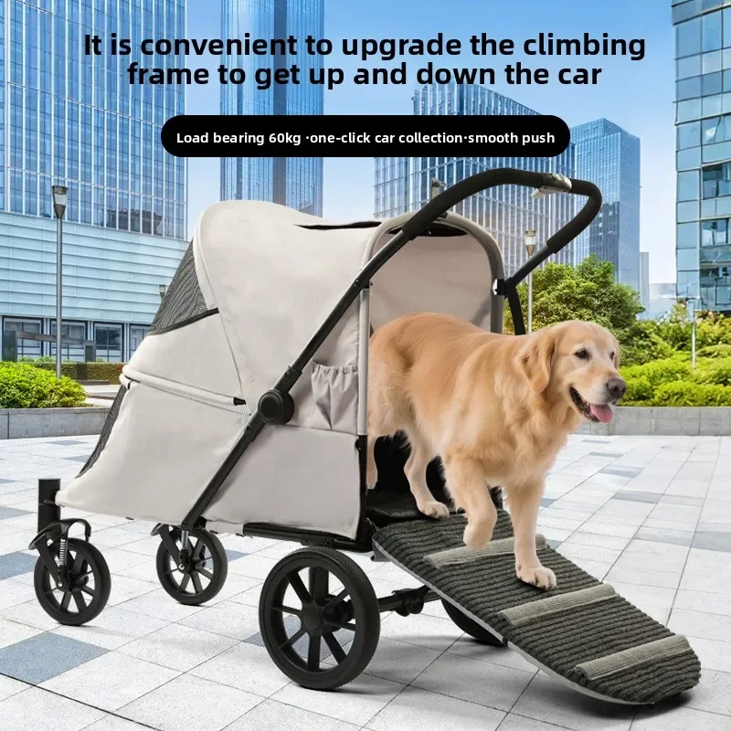 Medium and Large Pet Strollers with Hill Climbing Dog Cart Outdoor Implementation Smooth Multi-pet Trolley Dog Cat Strollers - imagen 3